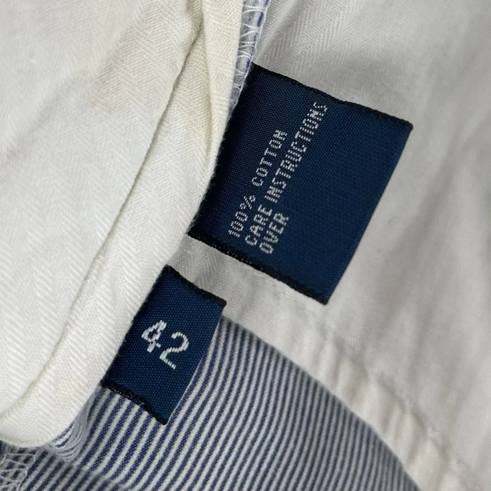 Vintage Polo Ralph Lauren Seersucker Shorts Mens 42 (Fits 40) Blue Stripe Preppy